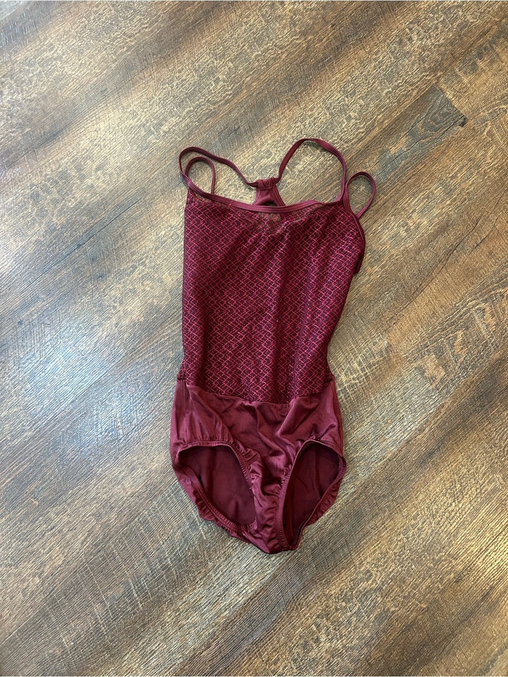 Women's Burgundy Textured Dance Leotard Small